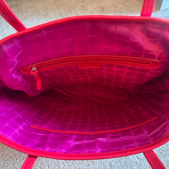 Rare Kate Spade Red & Pink Woven Tote Bag Purse - Picture 7 of 10